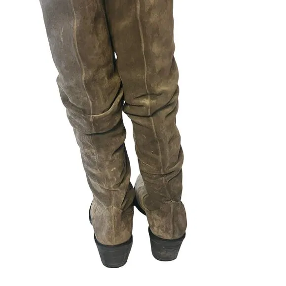 Sesto Meucci Knee High Suede Boots •39.5/ 8.5 9•Beige Taupe Slouch Made In Italy