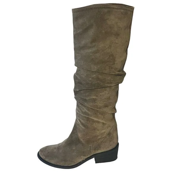 Sesto Meucci Knee High Suede Boots •39.5/ 8.5 9•Beige Taupe Slouch Made In Italy