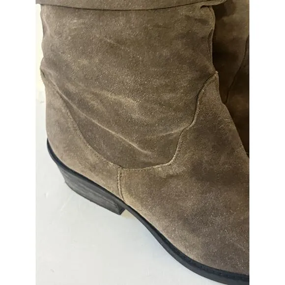 Sesto Meucci Knee High Suede Boots •39.5/ 8.5 9•Beige Taupe Slouch Made In Italy