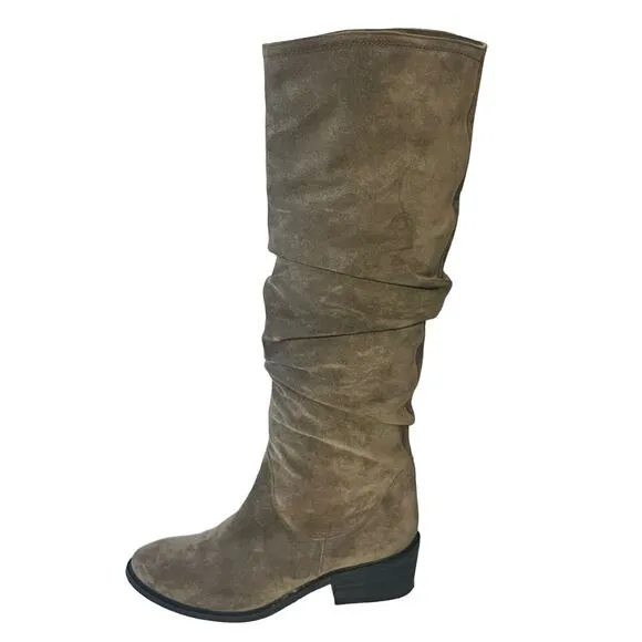 Sesto Meucci Knee High Suede Boots •39.5/ 8.5 9•Beige Taupe Slouch Made In Italy