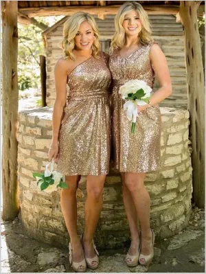 Sheath Sleeveless Sequins Bridesmaid Dresses,Short Mini Bridesmaid Dresses