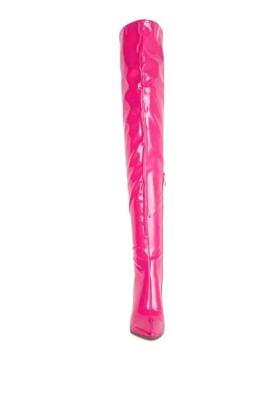 Shiny Stiletto Knee High Boots