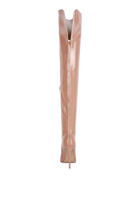 Shiny Stiletto Knee High Boots