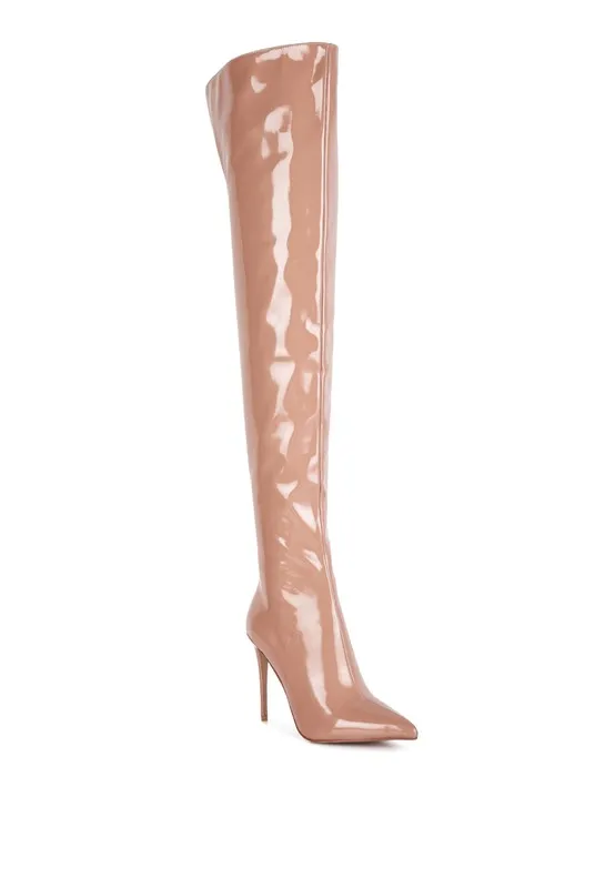 Shiny Stiletto Knee High Boots