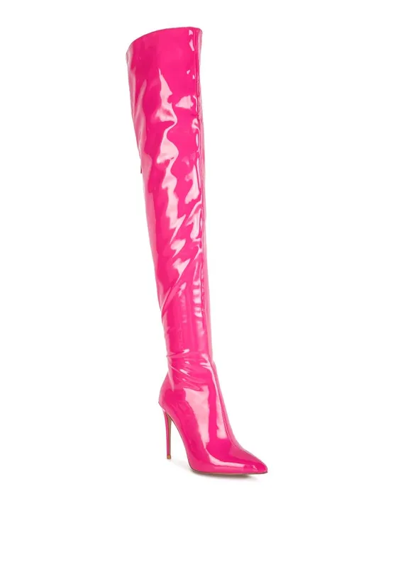 Shiny Stiletto Knee High Boots