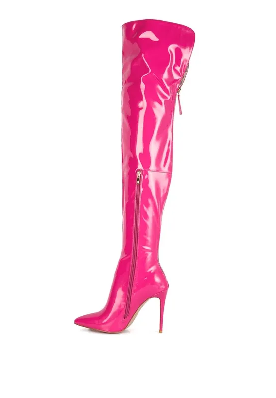 Shiny Stiletto Knee High Boots