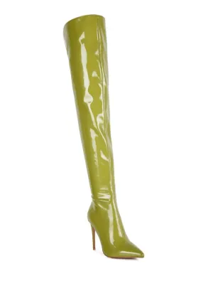 Shiny Stiletto Knee High Boots