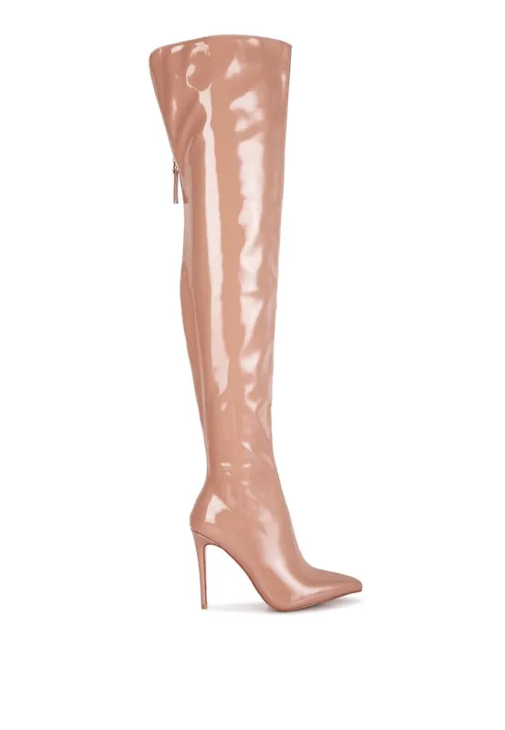 Shiny Stiletto Knee High Boots