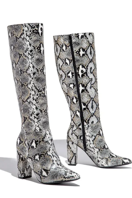 Snake Knee High Boots