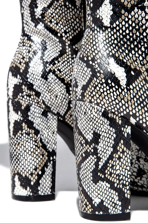Snake Knee High Boots