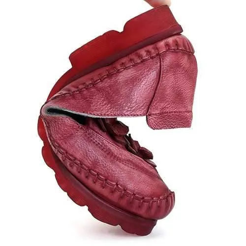 SOCOFY Flower Genuine Leather Flats
