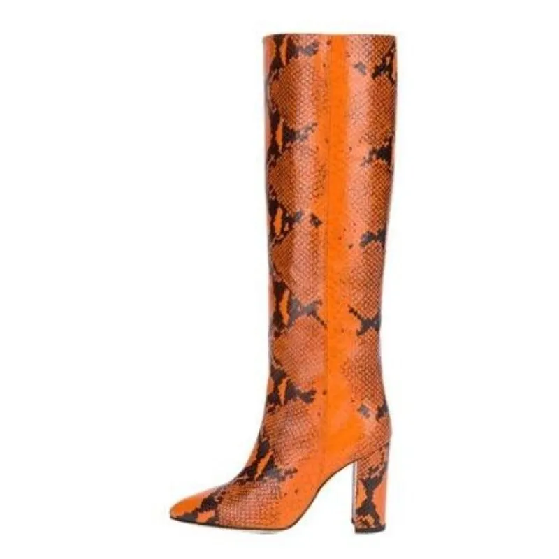 Solid Color Heeled Knee High Boots With Pointed Toe
