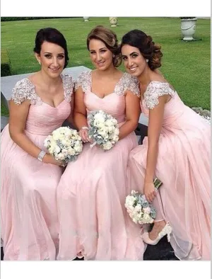 Sweetheart Chiffon Floor Length Bridesmaid Dresses With Beading