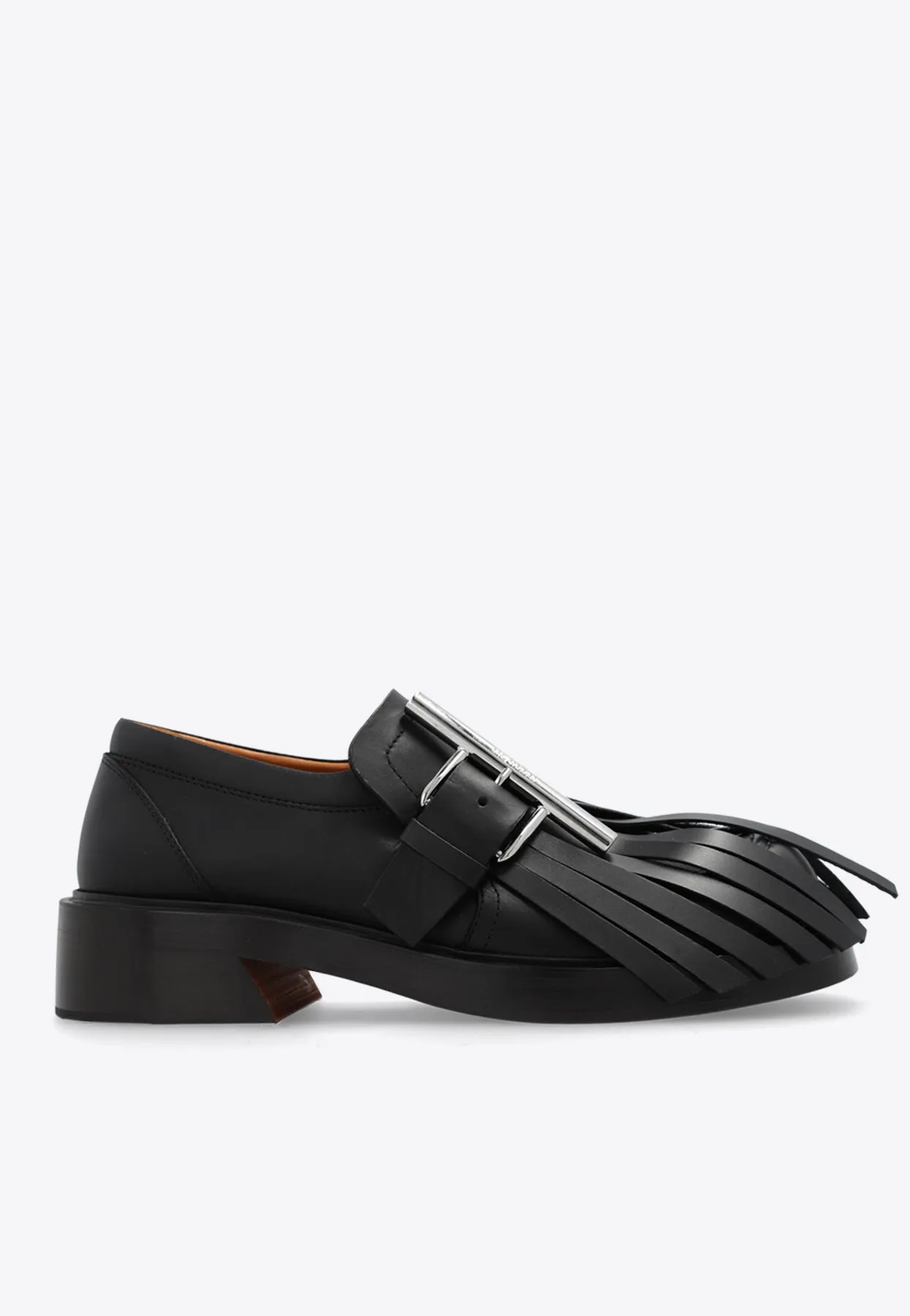 T-bar Fringe Leather Loafers