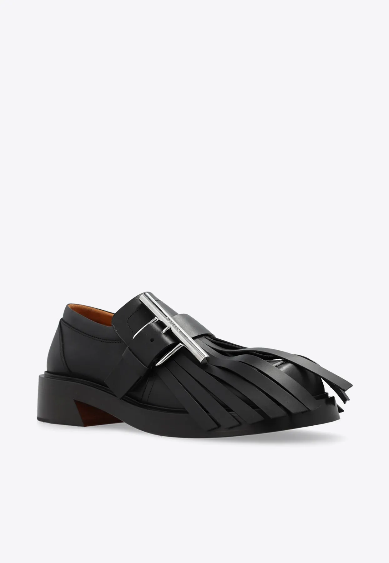 T-bar Fringe Leather Loafers