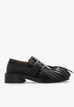T-bar Fringe Leather Loafers