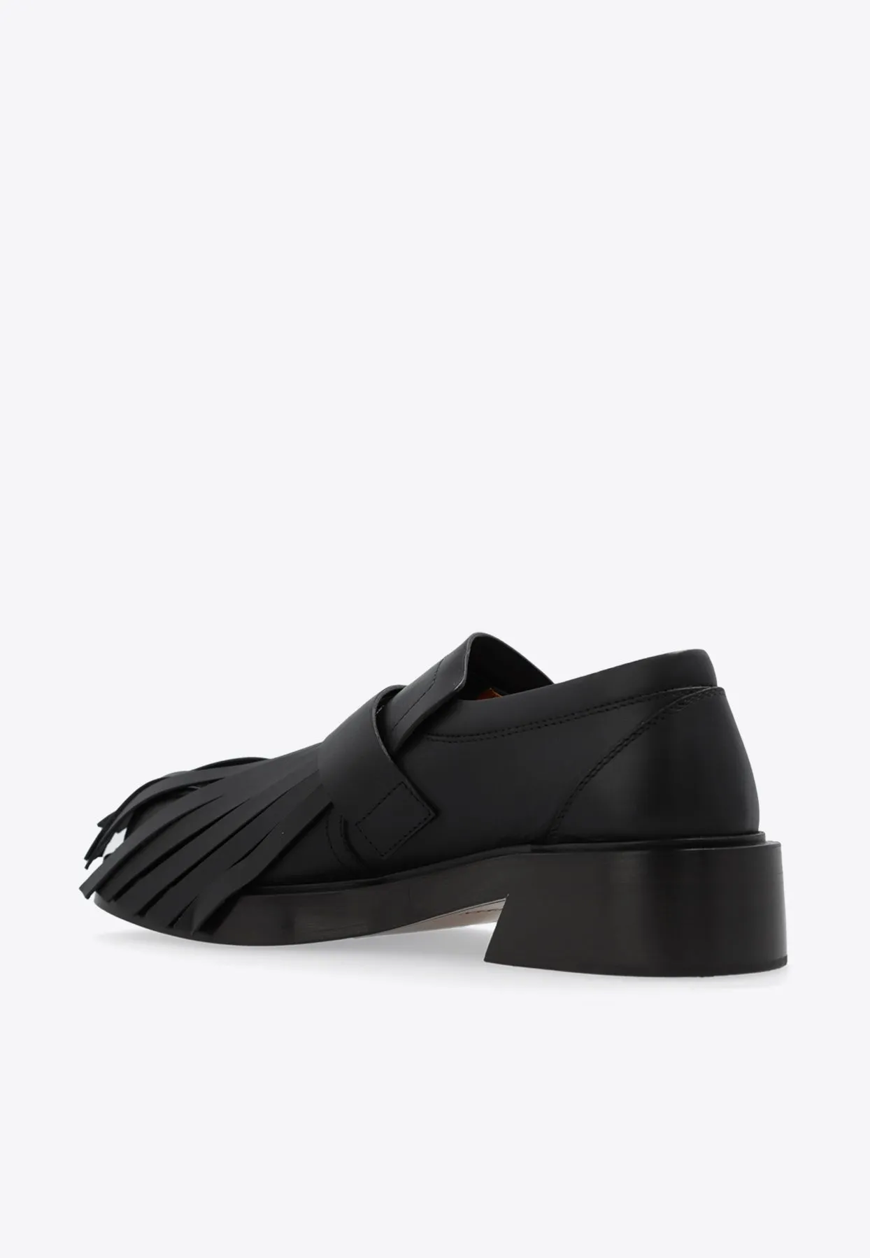 T-bar Fringe Leather Loafers