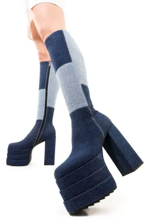 Talk Of The Town Wide Calf Platform Knee High Boots