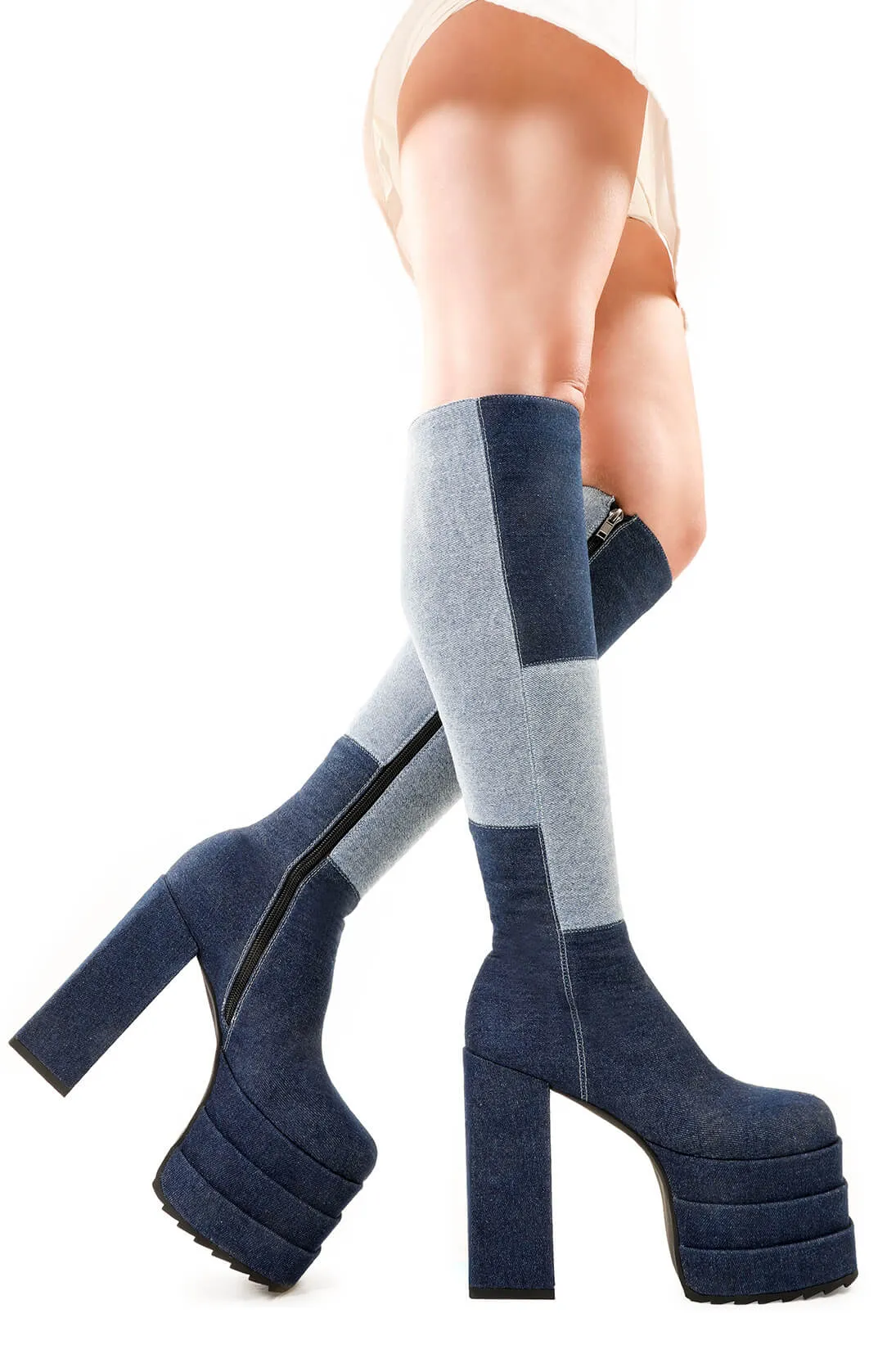 Talk Of The Town Wide Calf Platform Knee High Boots
