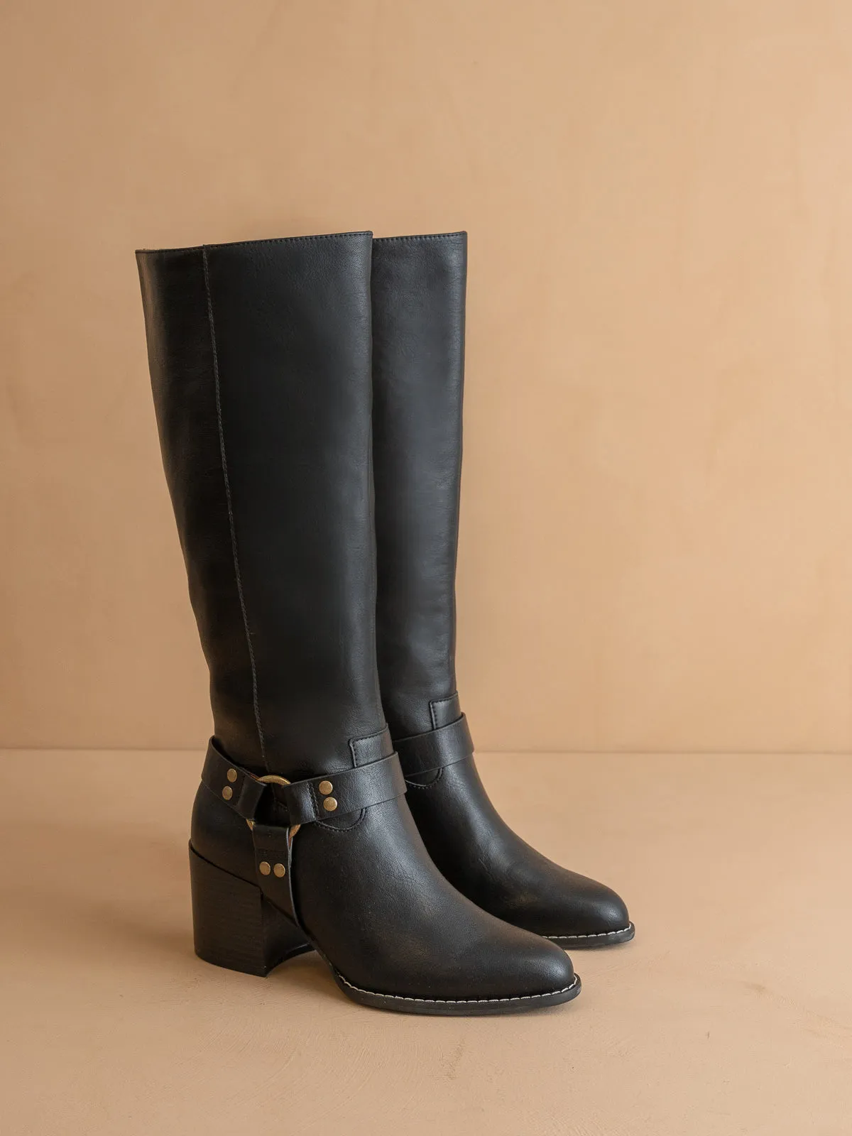 The Hollie | Black Knee High Bucket Boot