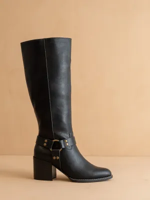 The Hollie | Black Knee High Bucket Boot