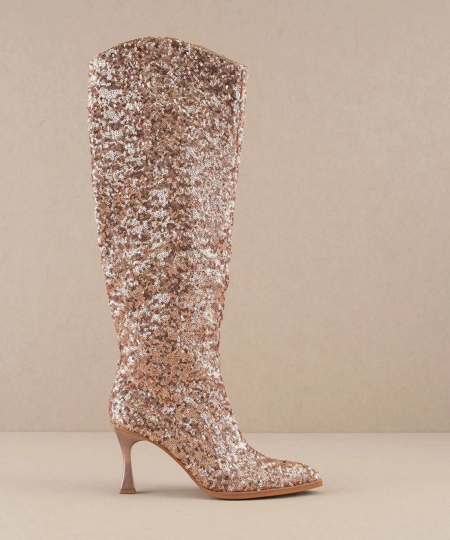 The Jewel Rose Gold | Knee High Sequin Boots