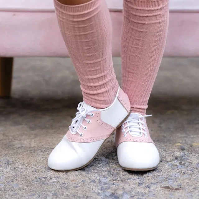 Tiny Toes Nation Girl's Pink Saddle Shoes Size 7