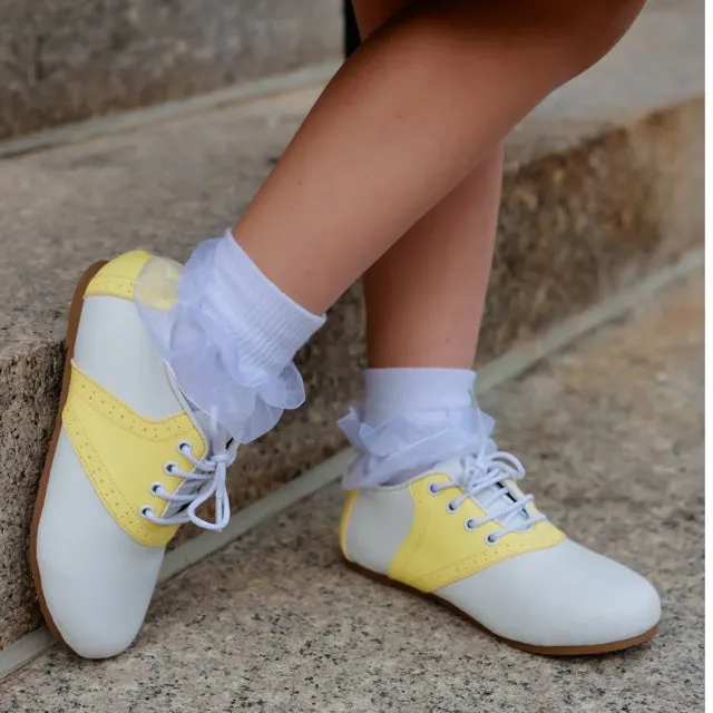 Tiny Toes Nation Girl's Yellow Saddle Shoes Size 7