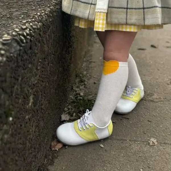 Tiny Toes Nation Girl's Yellow Saddle Shoes Size 7