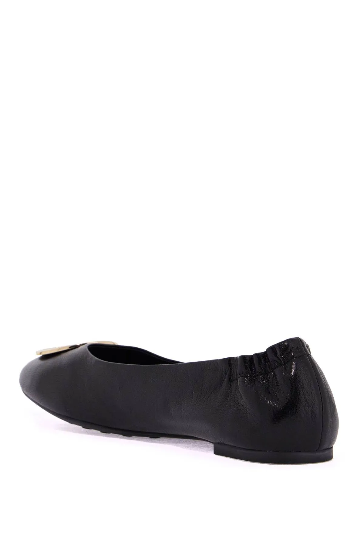 Tory Burch Claire Ballerina Flats in Shiny Leather with Double T Buckle