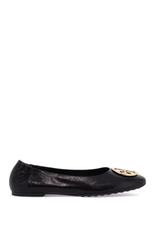 Tory Burch Claire Ballerina Flats in Shiny Leather with Double T Buckle