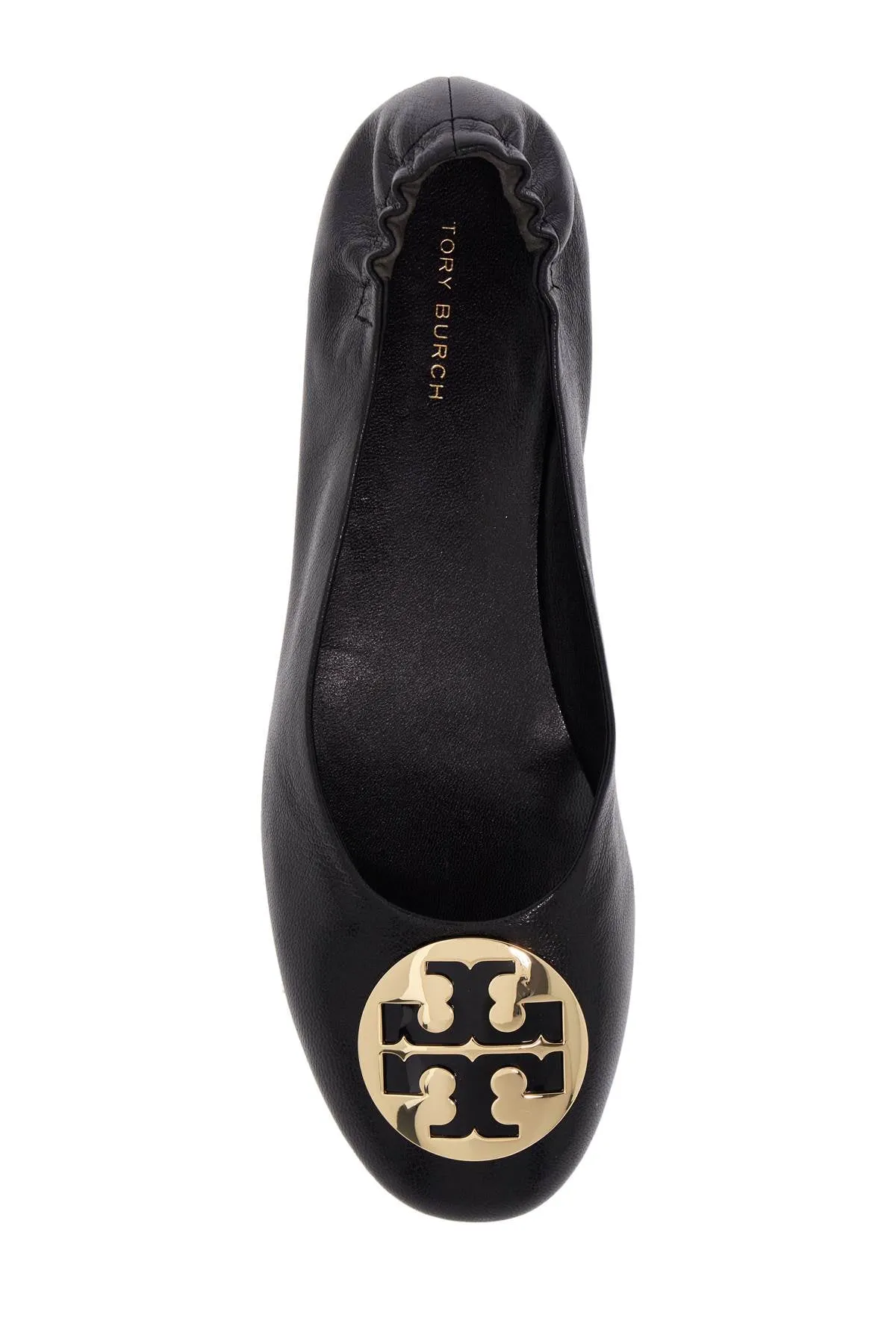 Tory Burch Claire Ballerina Flats in Shiny Leather with Double T Buckle