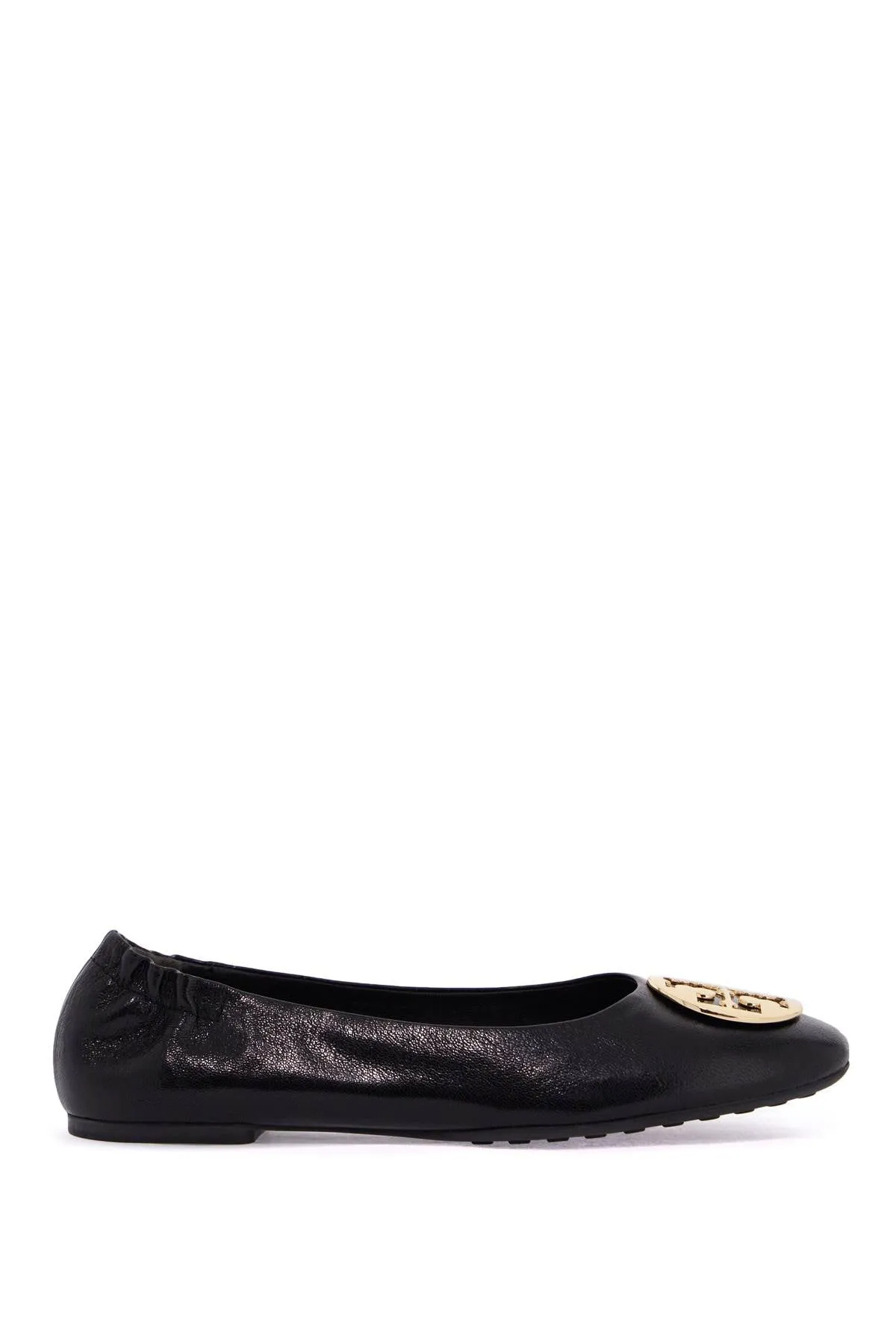 Tory Burch Claire Ballerina Flats in Shiny Leather with Double T Buckle