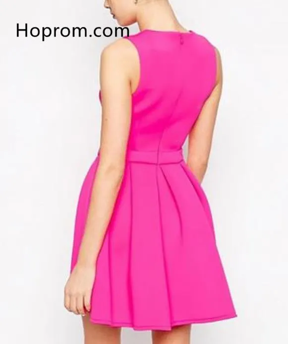 Two Piece Homecoming Dress, Hot Pink Short Homecoming Dresses