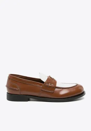 Two-Tone Leather Penny Loafers