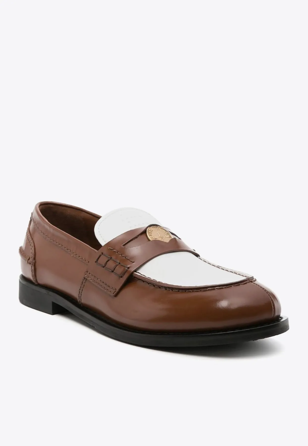Two-Tone Leather Penny Loafers