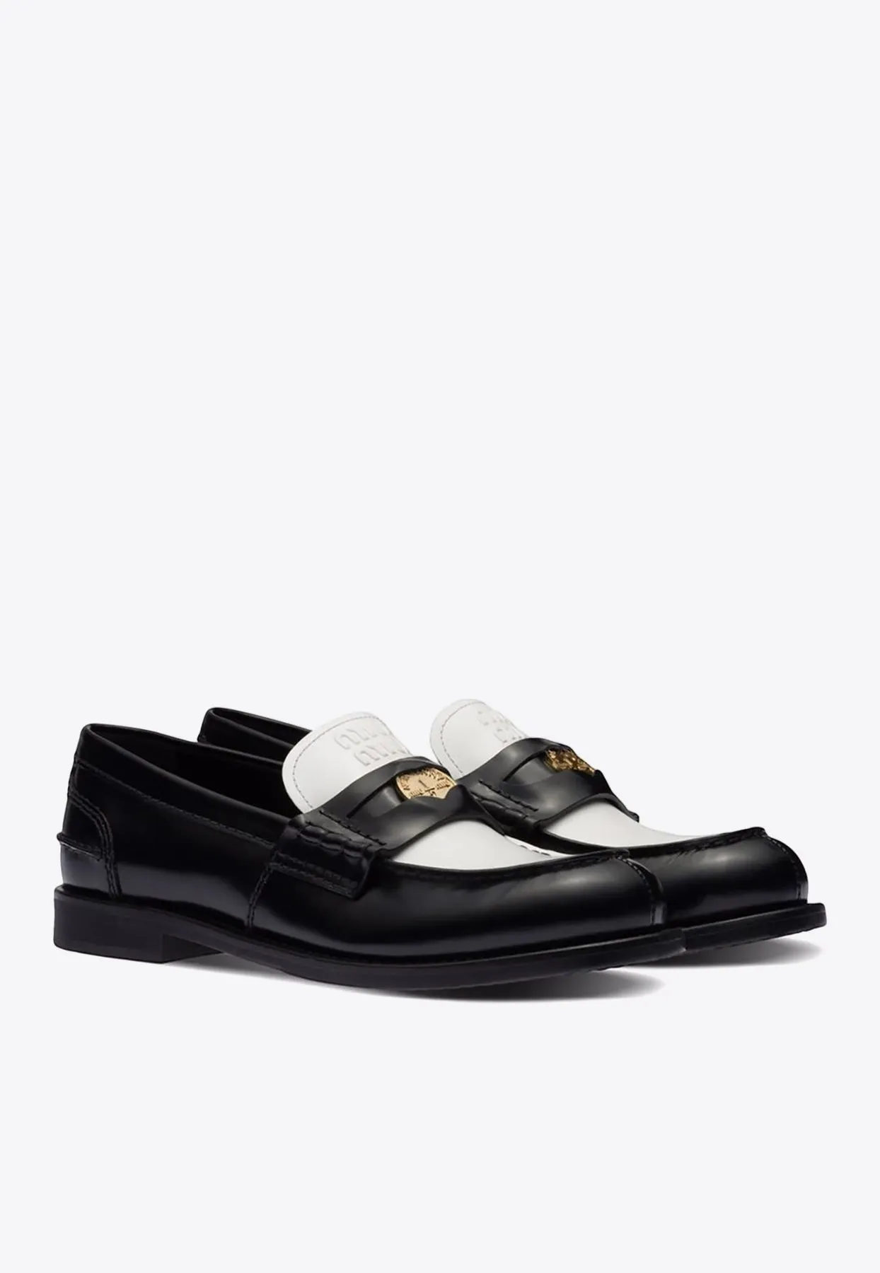 Two-Tone Leather Penny Loafers