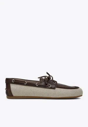 Two-Tone Loafers in Canvas and Leather