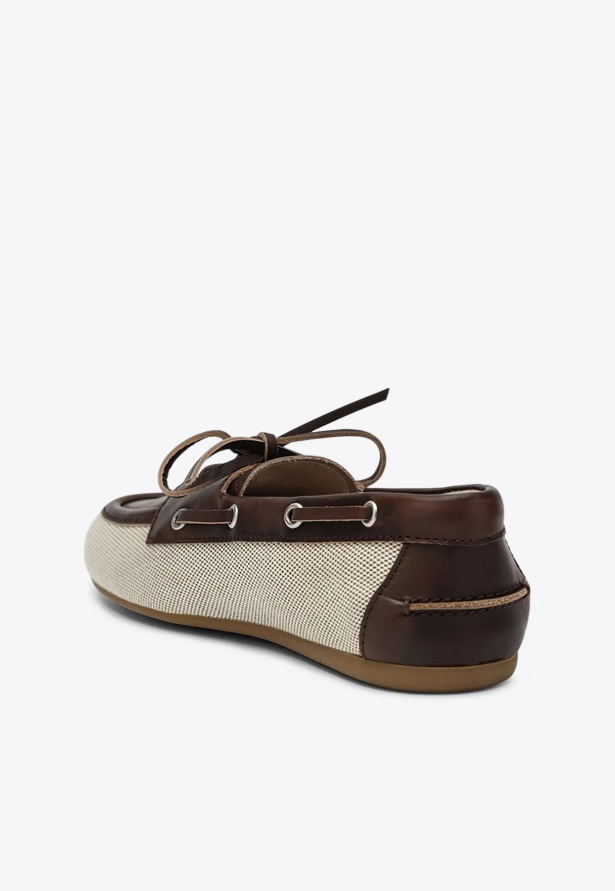 Two-Tone Loafers in Canvas and Leather