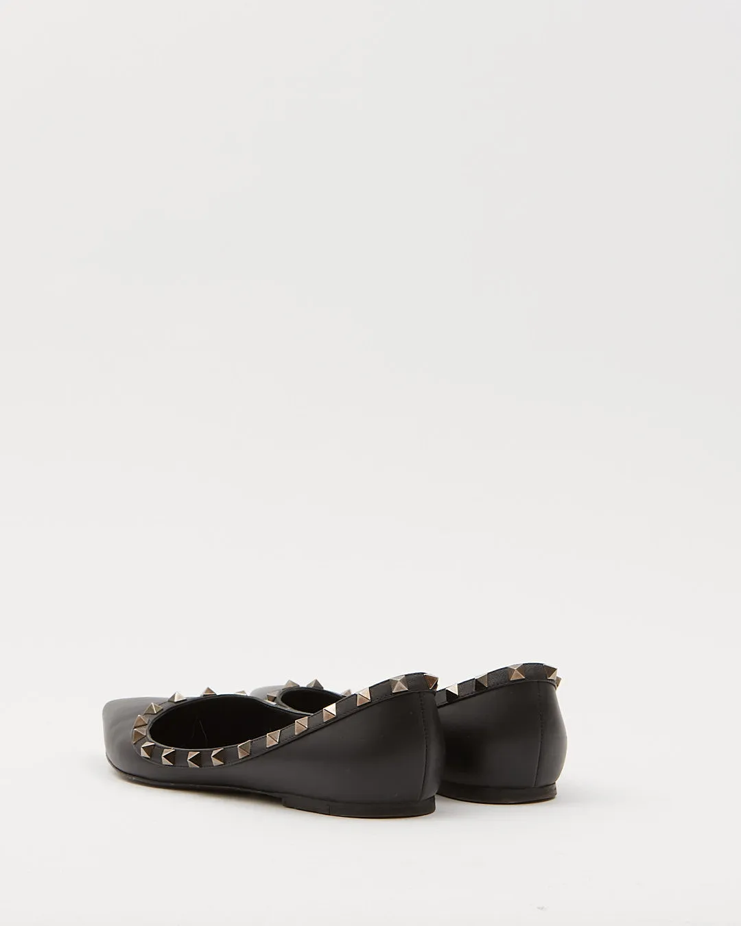 Valentino Black Rockstud Accent Leather Ballerina Flats - 40
