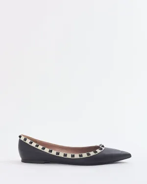 Valentino Black/White Rockstud Ballerina Flats - 38.5