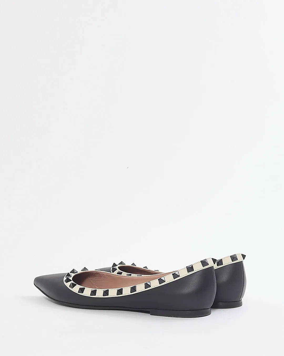Valentino Black/White Rockstud Ballerina Flats - 38.5