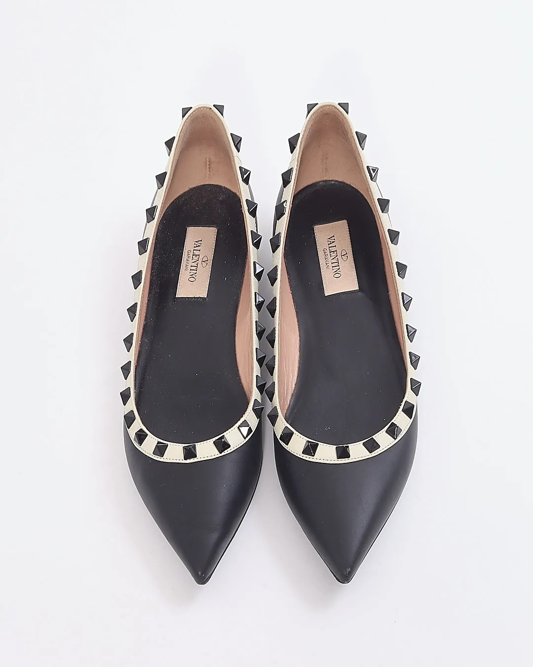 Valentino Black/White Rockstud Ballerina Flats - 38.5