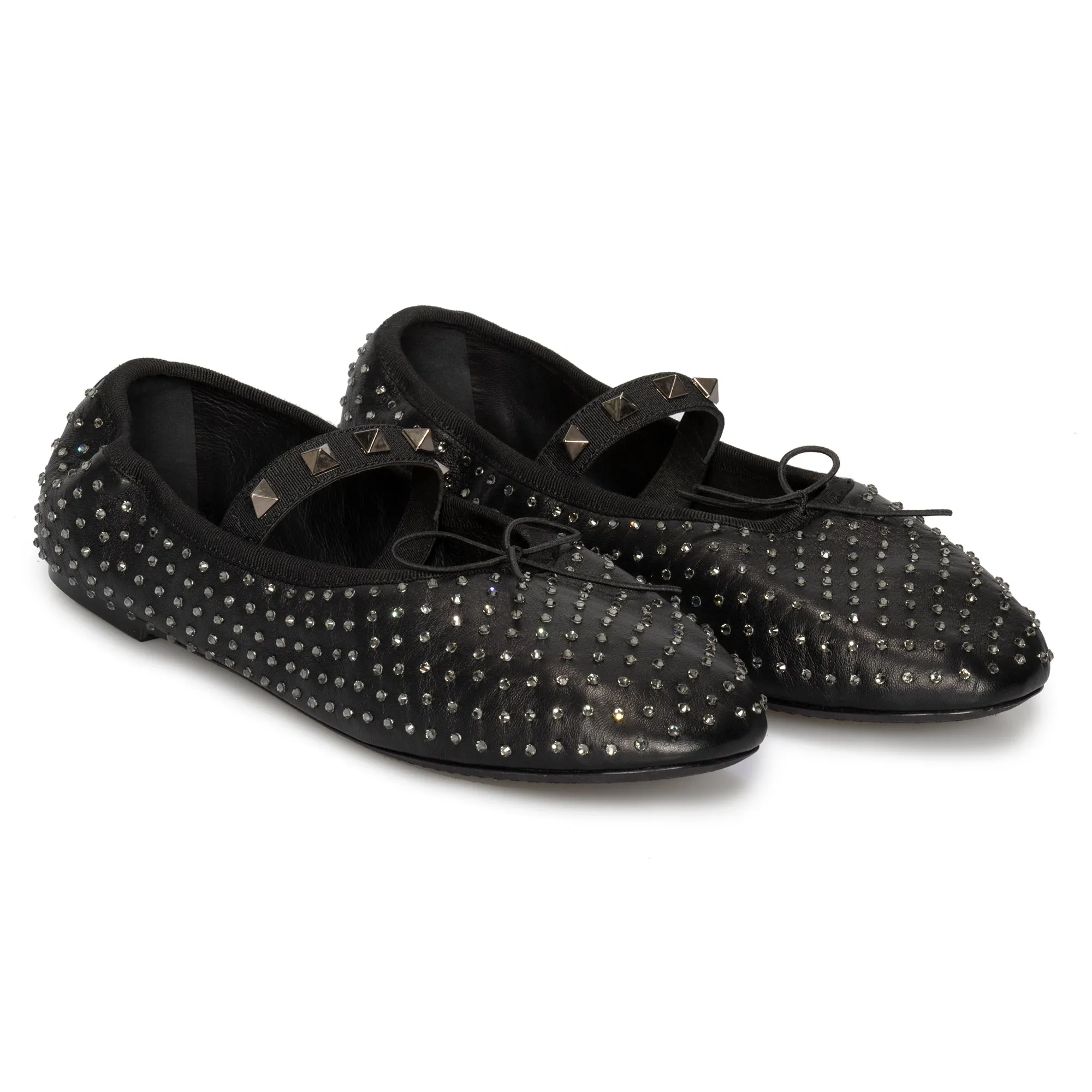 Valentino Rockstud Ballerina Flat Shoes in Black