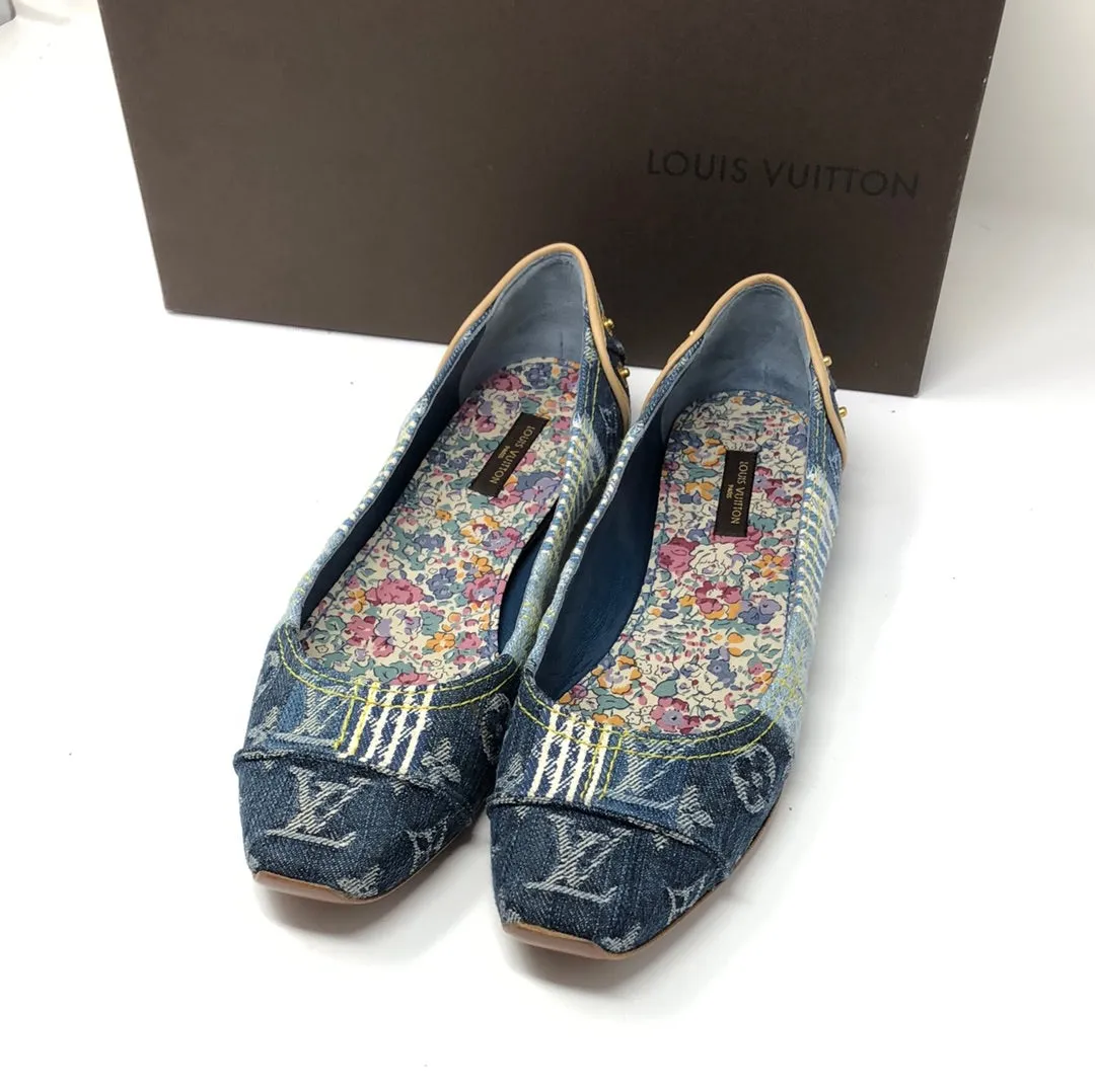 VINTAGE: Louis Vuitton Patchwork Denim Ballerina Flat