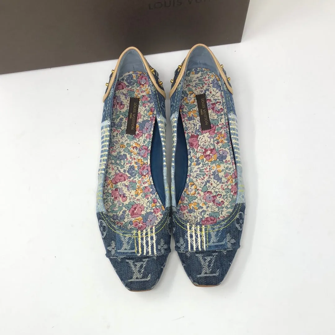 VINTAGE: Louis Vuitton Patchwork Denim Ballerina Flat