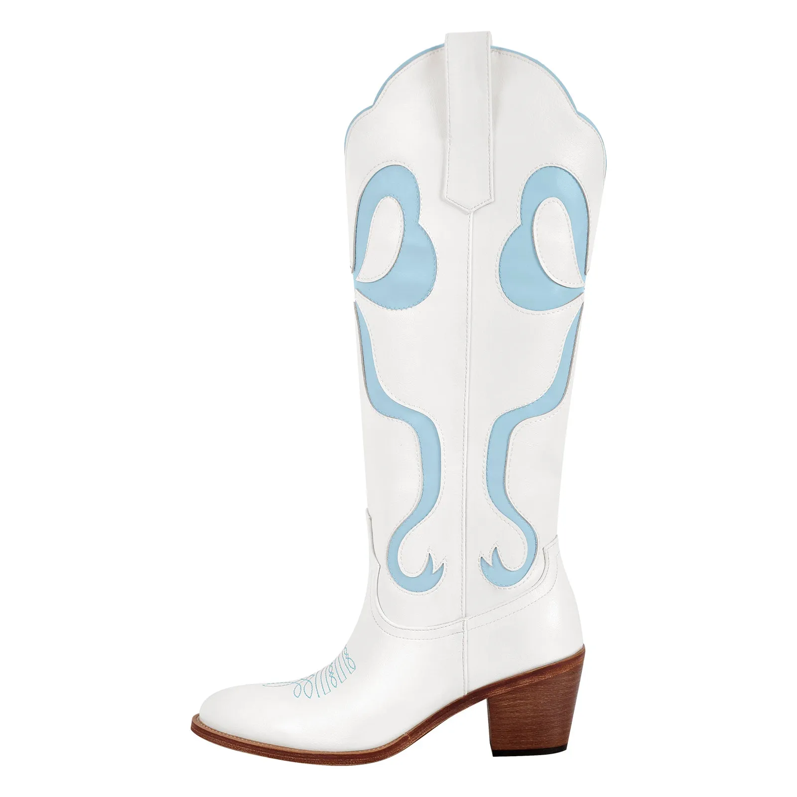 White Pointed Toe Pink Bow Knee High Cowgirl Boots