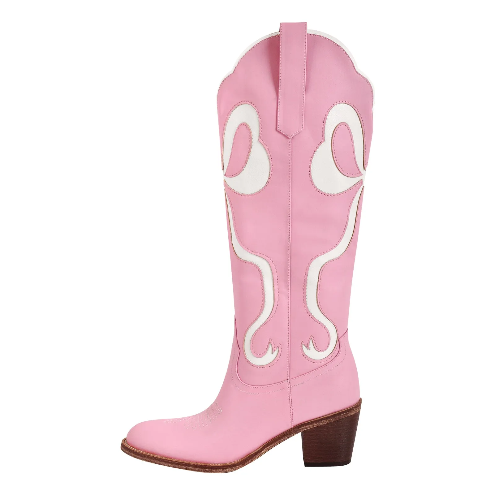 White Pointed Toe Pink Bow Knee High Cowgirl Boots