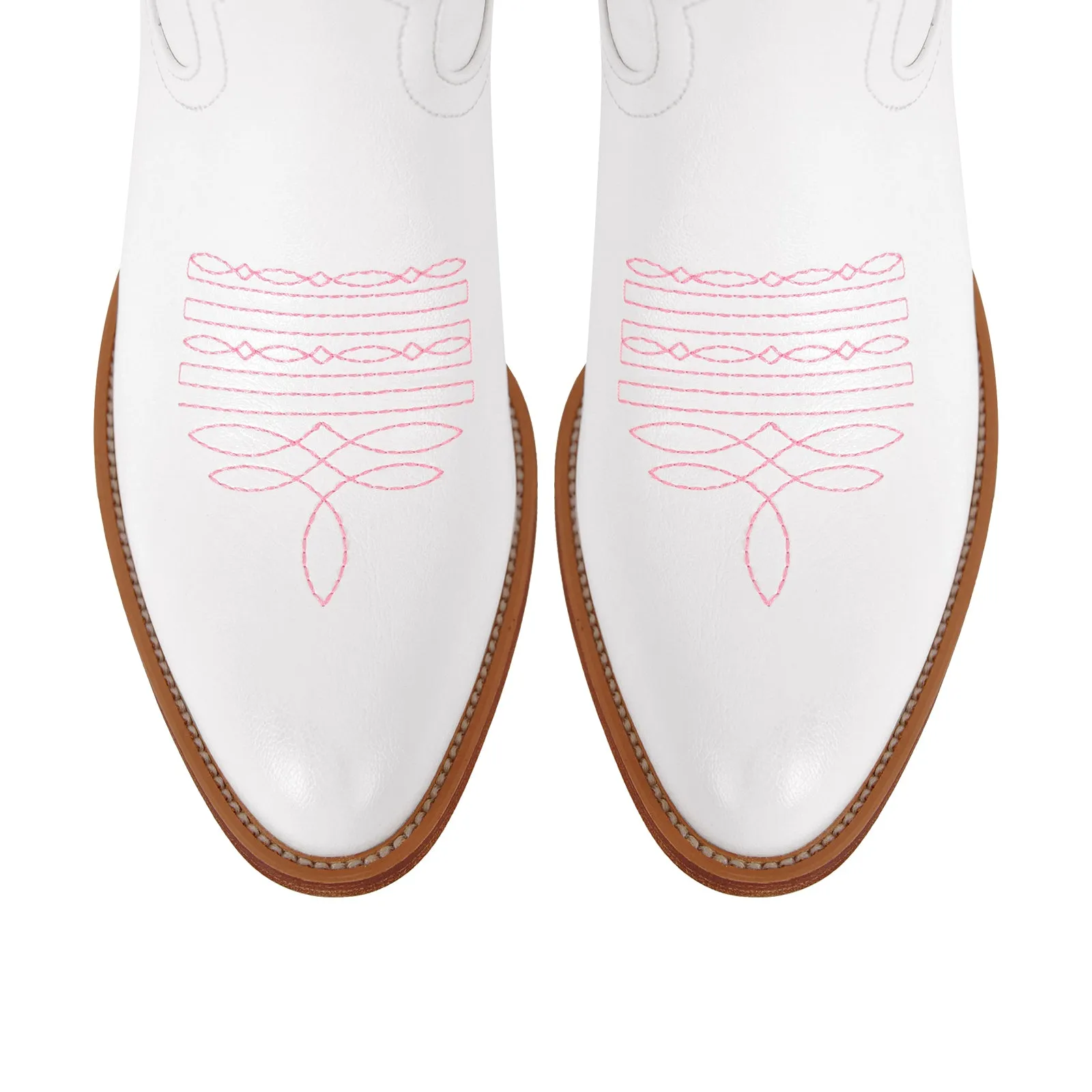 White Pointed Toe Pink Bow Knee High Cowgirl Boots