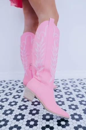 Willows Western Knee High Boots- Pink